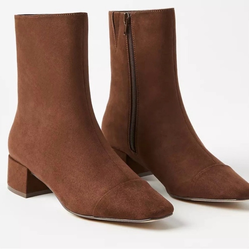 LOFT Faux Suede Cap Toe Ankle Boots